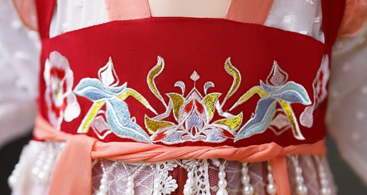 优雅红色秀禾连衣裙-中国传统儿童公主裙