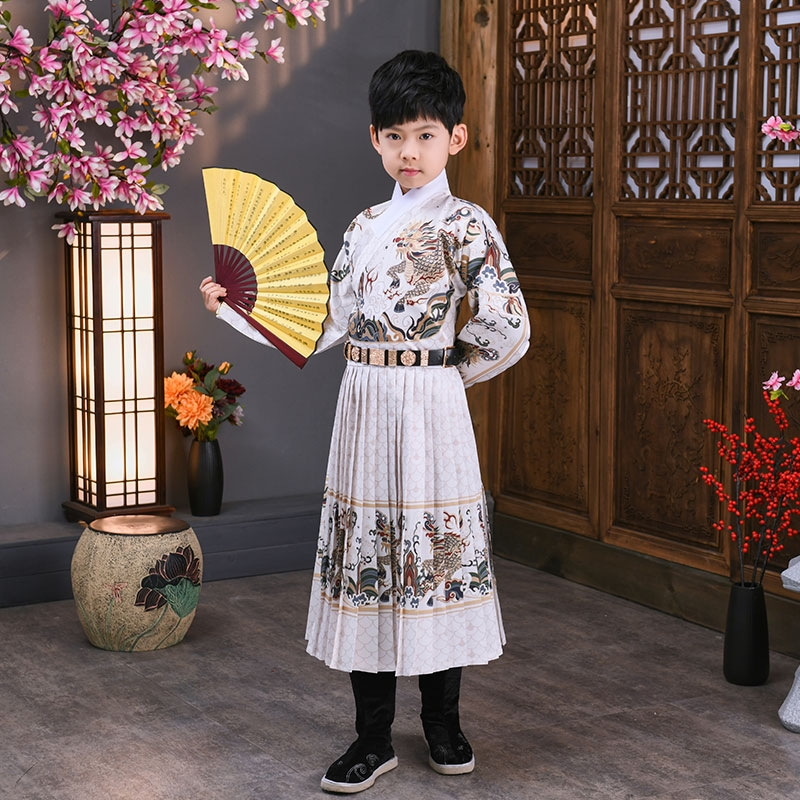 Regal Quartet: Traditional Chinese Feiyu Attire in White, Black, Red, and Purple