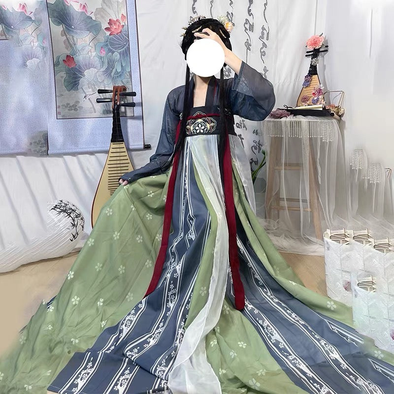 Pear Blossom Elegance: Tang Dynasty-Inspired Hanfu - Ethereal Dual-Front Ruqun for Summer