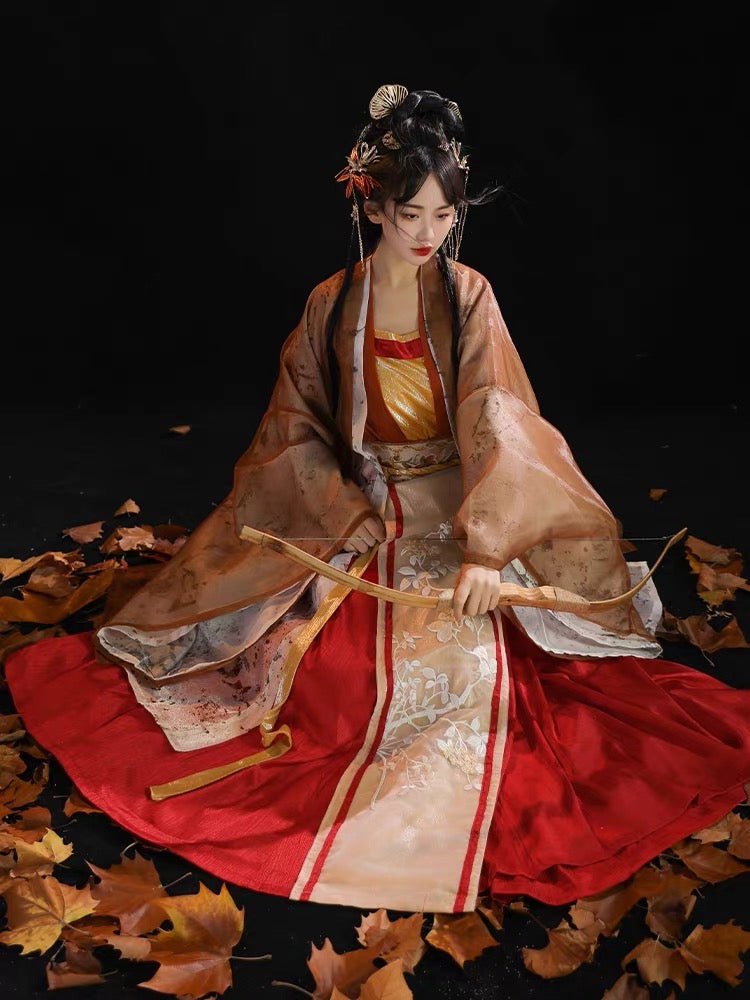 Reminiscing Elegance: Song Dynasty Hanfu - Daily Wear Large-Sleeve Top & Embroidered Qi-Waist Skirt for Summer