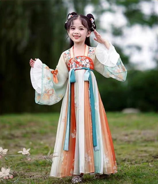 PreOder:Flourishing Elegance: Feng Kite Hanfu - Enchanting Traditional Chinese Dress for Girls