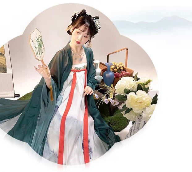 PreOrder: Mountain Wanderer: Ethereal Green Tang Dynasty Hanfu for Women