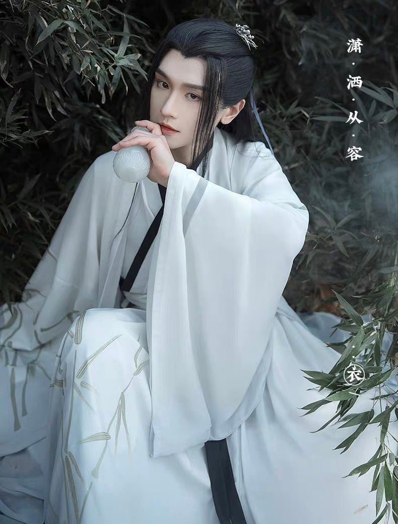 PreOder::Bamboo Whisper: Unisex Wei-Jin Style Hanfu - Elegant Cross-Collar Martial Attire