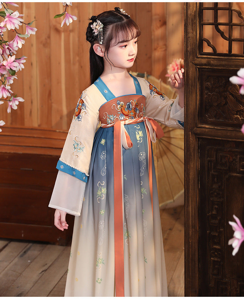 Persimmon Charm: Ethereal Long-Sleeve Hanfu Dress