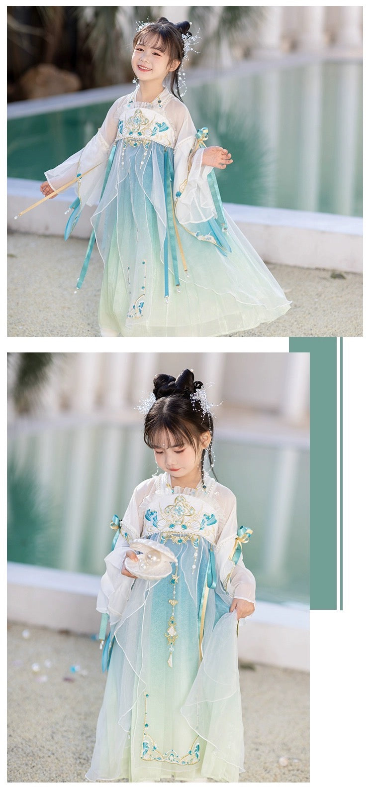 PreOder:Dragon Maiden Elegance: Girls' Tang Dynasty Qi Chest Ruqun