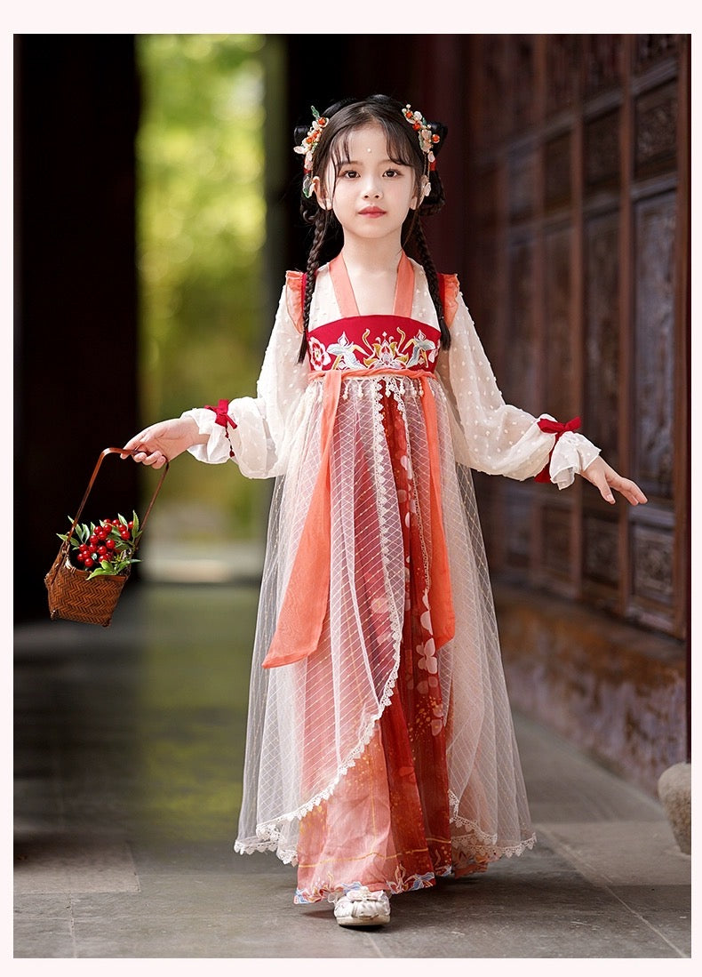 Elegant Red Xiuhe Dress - Traditional Chinese Princess Gown for Children