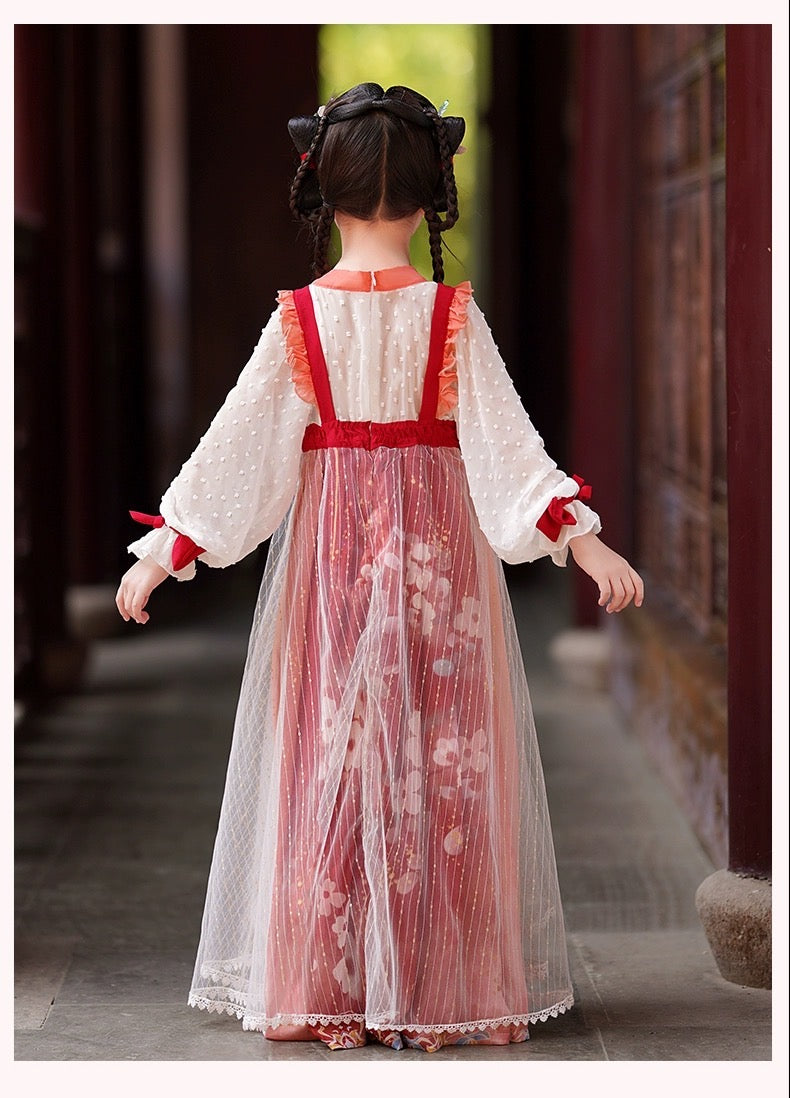 优雅红色秀禾连衣裙-中国传统儿童公主裙