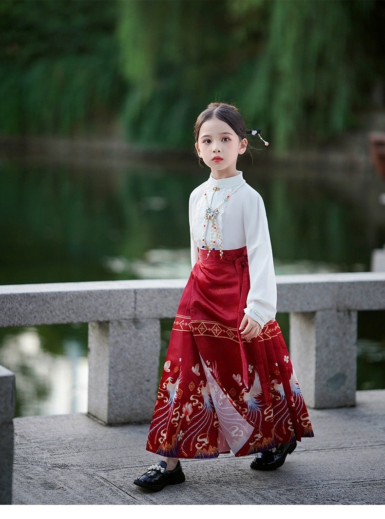 Phoenix - Girls' Horse-face Dress Set in Tang Dynasty Style