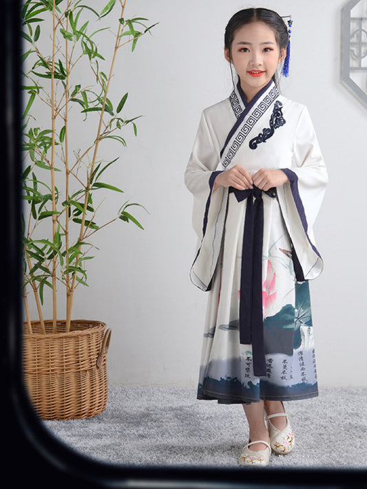 PreOder:Lotus Blossom : Traditional Chinese Scholar Hanfu for Kids