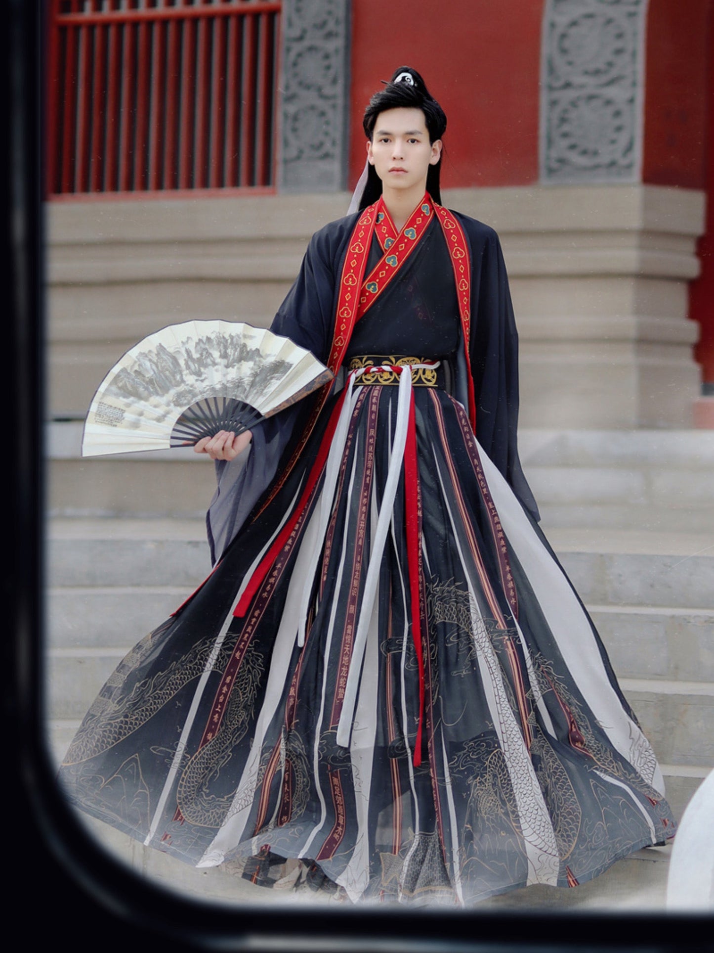 PreOder:Imperial Romance: His & Hers Hanfu Set in Black and Light Pink - Ethereal Wei-Jin Style