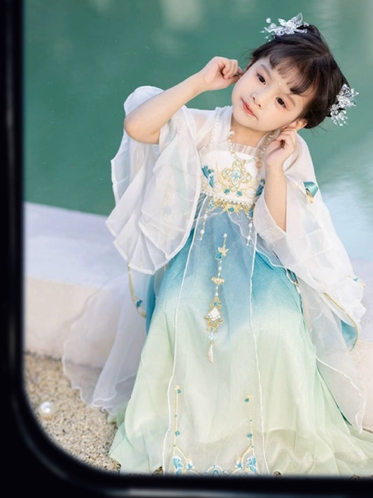 PreOder:Dragon Maiden Elegance: Girls' Tang Dynasty Qi Chest Ruqun