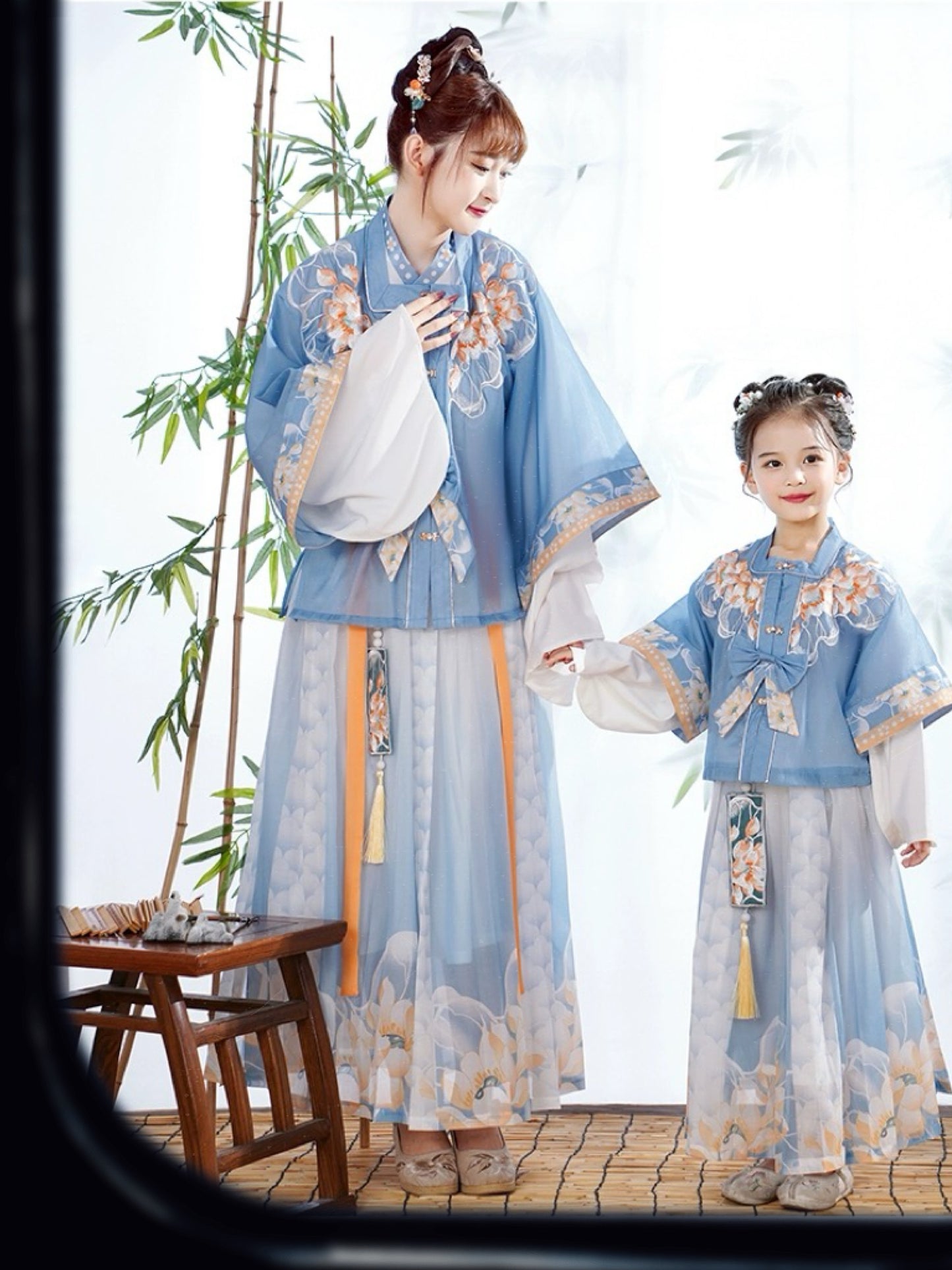 Xiaohe Blue Hanfu for Girls - Adorable Mother-Daughter Traditional Outfits
