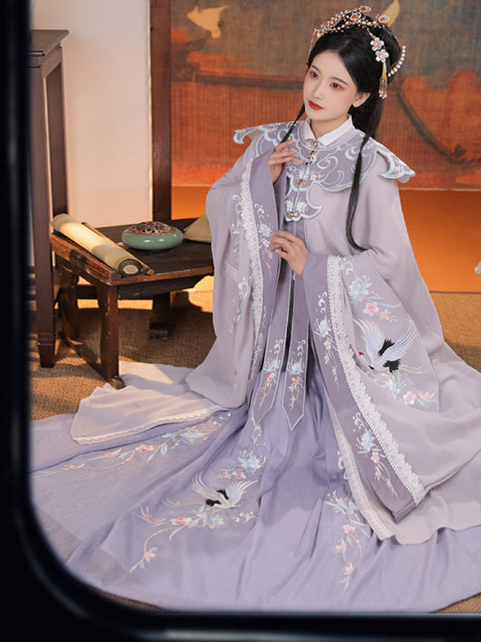 Majestic Purple Crane: Traditional Hanfu Elegance – Exquisite Imperial Style for Modern Sophistication