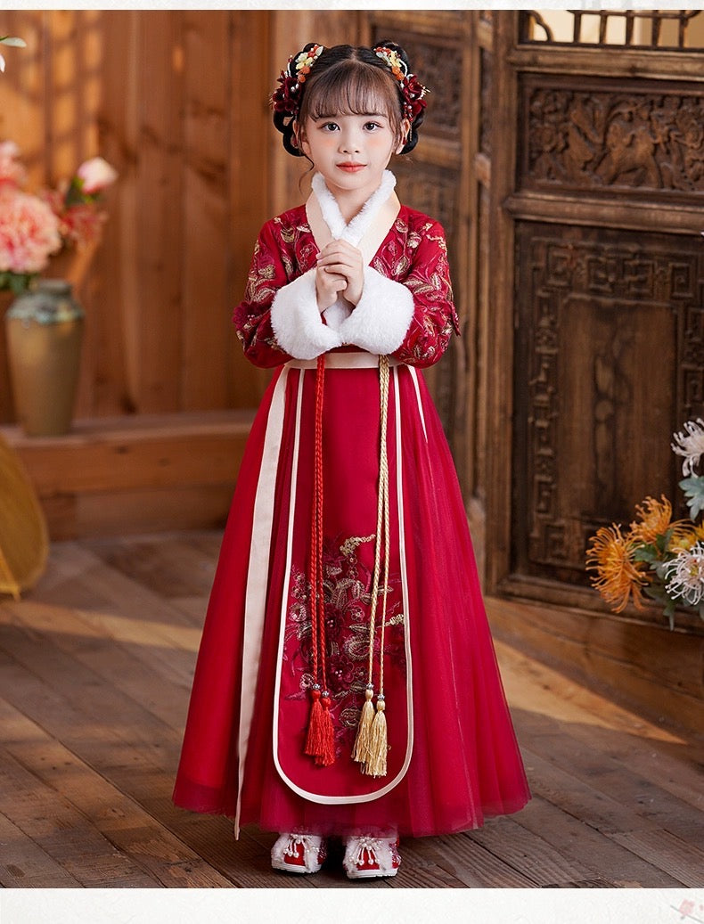 Auspicious Elegance - Girls' One-Piece Hanfu: Traditional Chinese Attire
