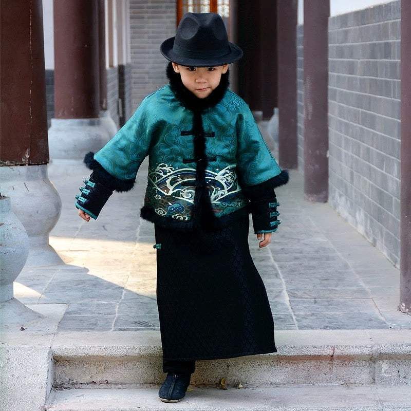 儿童新中式唐装套装 适合120cm-130cm 男宝